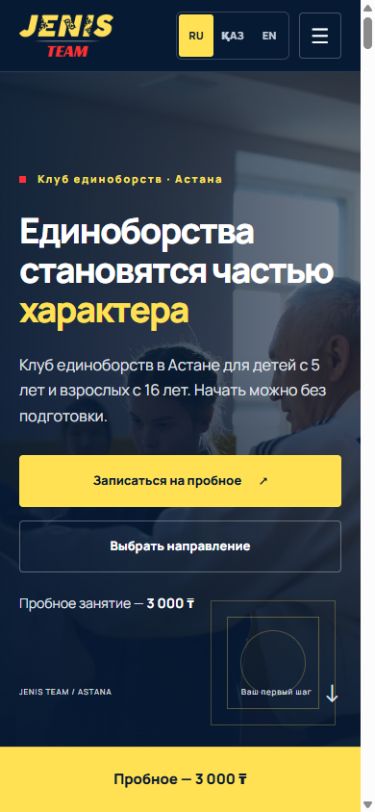 Jenis Team: мобильная версия работающего сайта